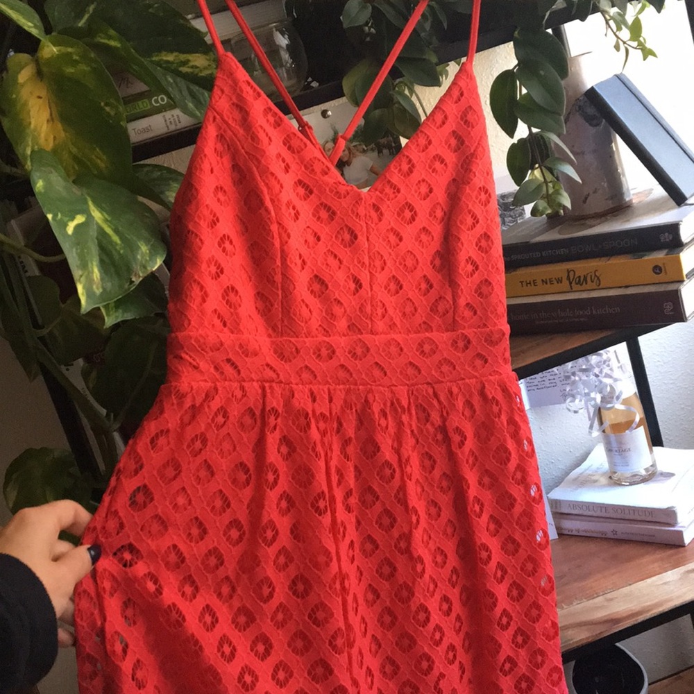 Lace red Anthropologie holiday dress